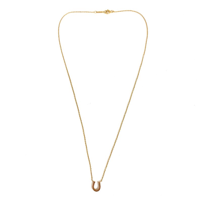 ☆ Tiffany & Co. 蒂芙尼 18K Yellow Gold Diamond Horseshoe Necklace 2.01g 18K黃金鑽石馬蹄頸鏈2.01g - 257020005-8