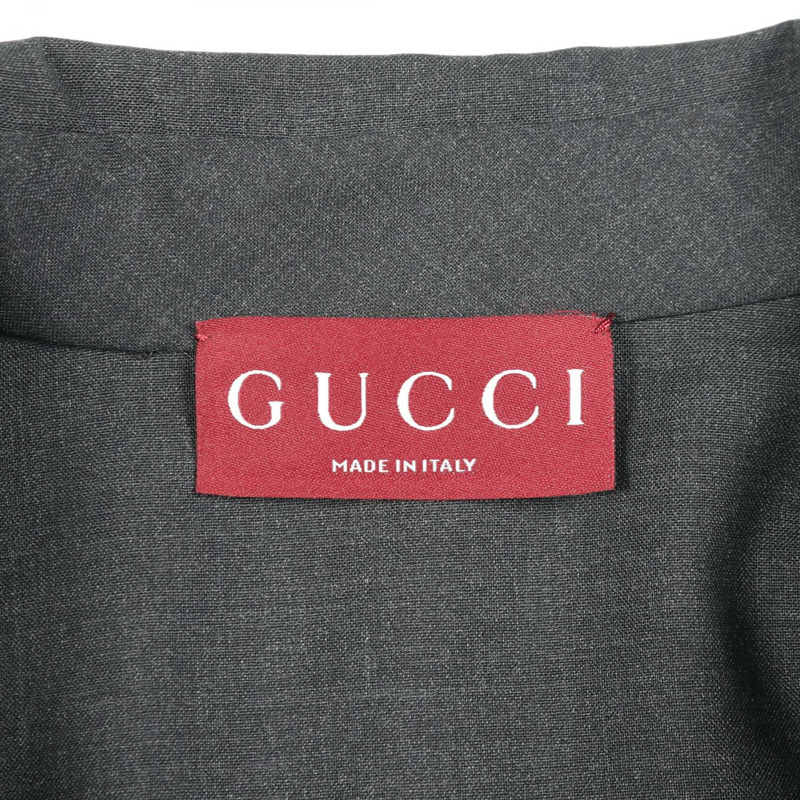 GUCCI 馬銜扣襯衫裙 #36 長袖羊毛灰色二手女裝-2