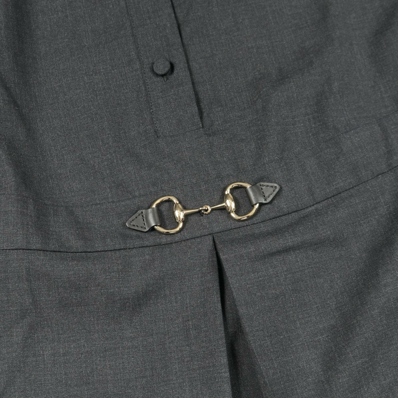 GUCCI 馬銜扣襯衫裙 #36 長袖羊毛灰色二手女裝-6