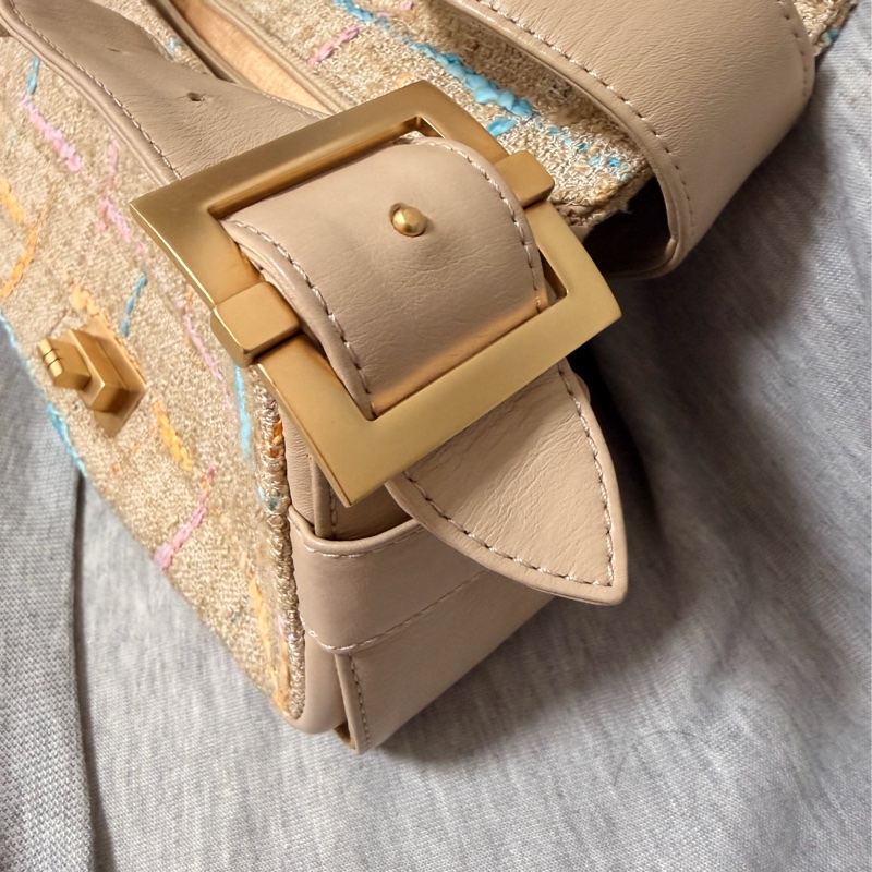 Chanel2.55經典香奈兒米色粗呢金扣2.55包*保卡雷標-2