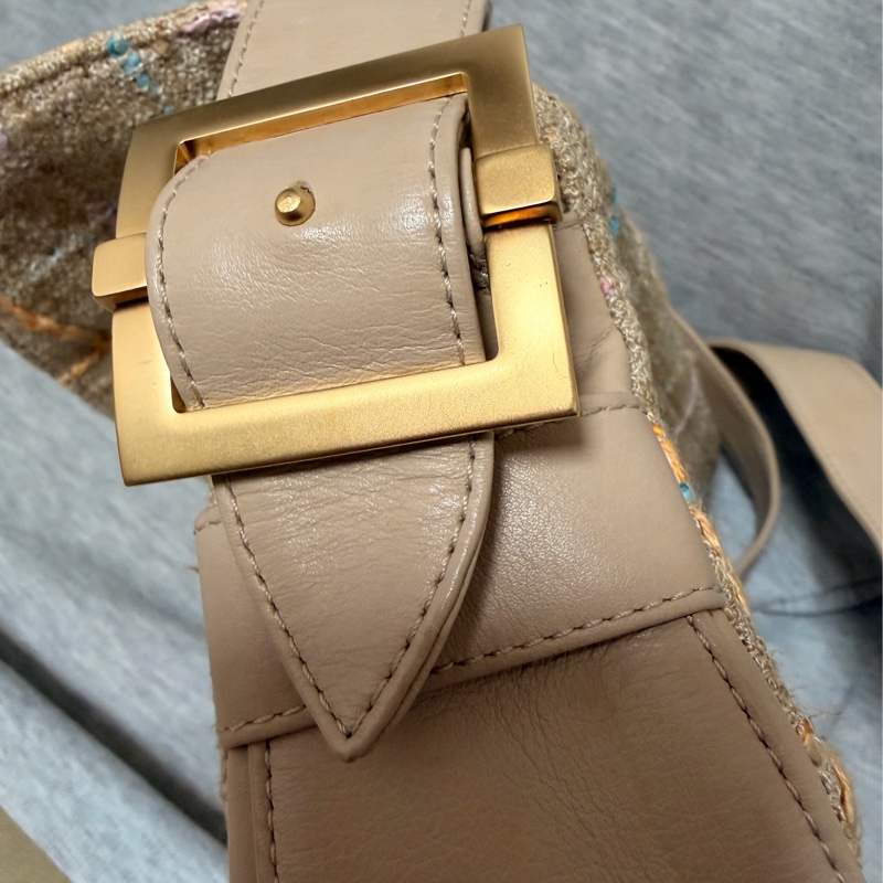 Chanel2.55經典香奈兒米色粗呢金扣2.55包*保卡雷標-9