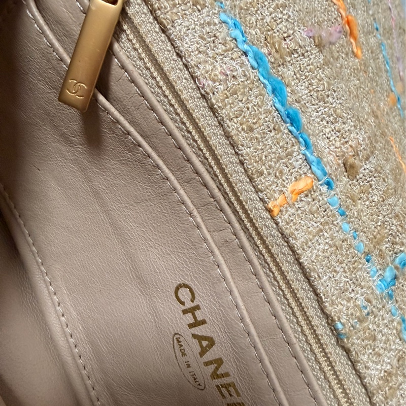 Chanel2.55經典香奈兒米色粗呢金扣2.55包*保卡雷標-13