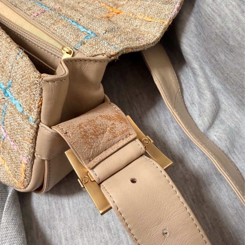 Chanel2.55經典香奈兒米色粗呢金扣2.55包*保卡雷標-24