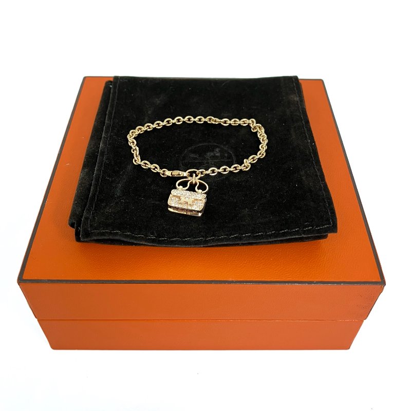 △ Hermes 愛馬仕 18K Rose Gold Diamond Amulettes Constance Bracelet 10.41g 18K玫瑰金鑽石手鏈 10.41g - 257020320-1