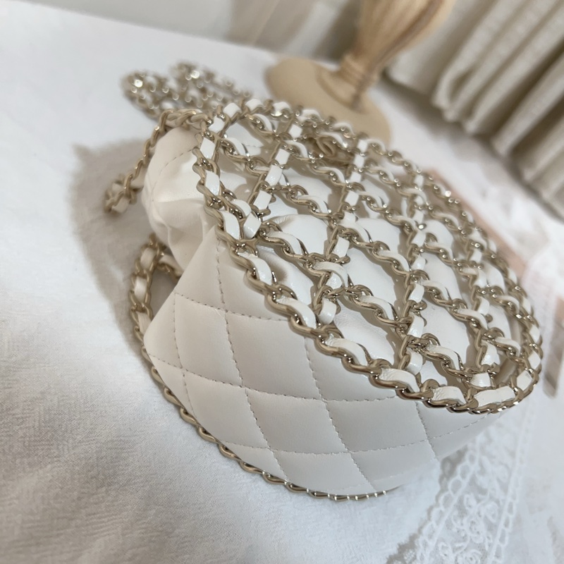ෆ Chanel 白金穿皮鏈圓餅盒子包 小廢包-7