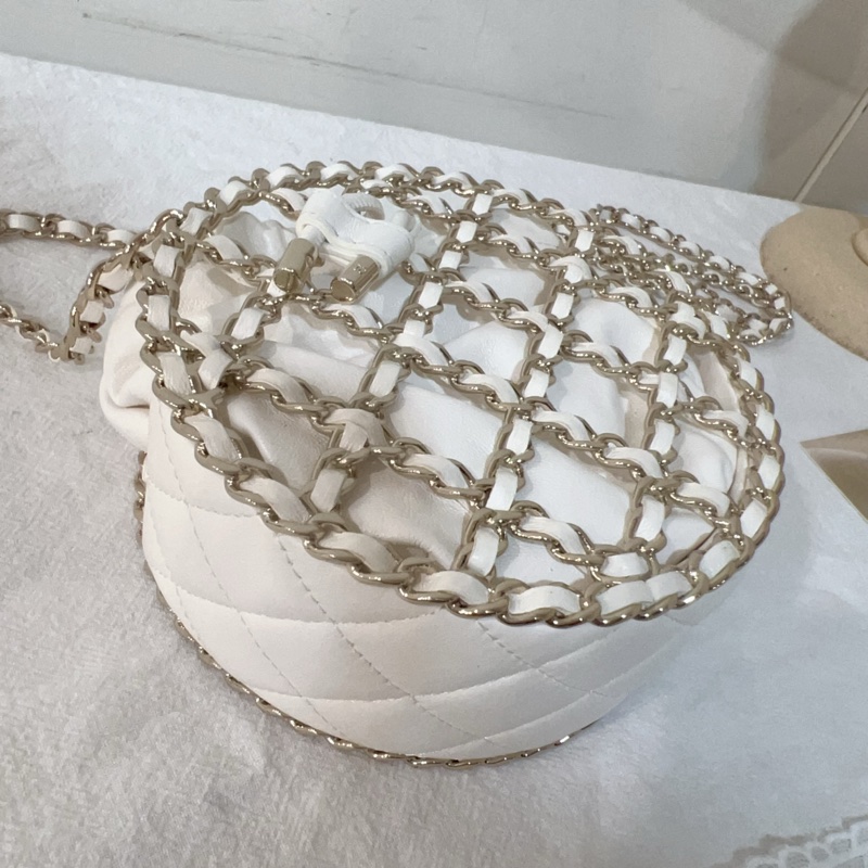 ෆ Chanel 白金穿皮鏈圓餅盒子包 小廢包-12