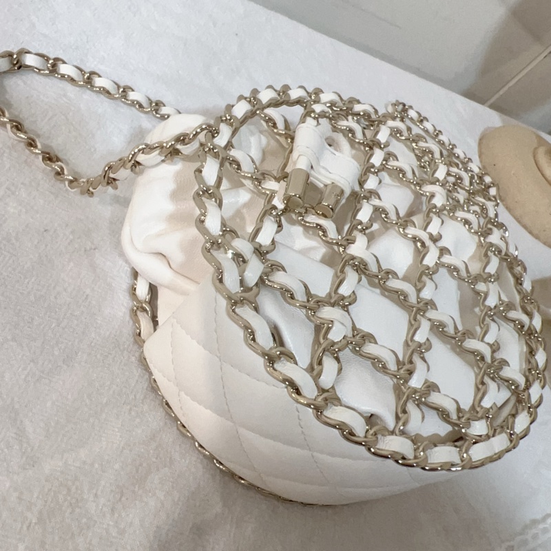 ෆ Chanel 白金穿皮鏈圓餅盒子包 小廢包-14