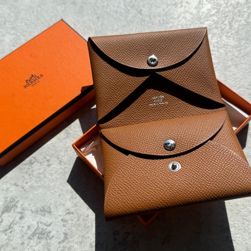 Hermès 愛馬仕 Calvi duo卡套 金棕-0