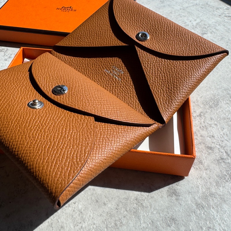 Hermès 愛馬仕 Calvi duo卡套 金棕-2