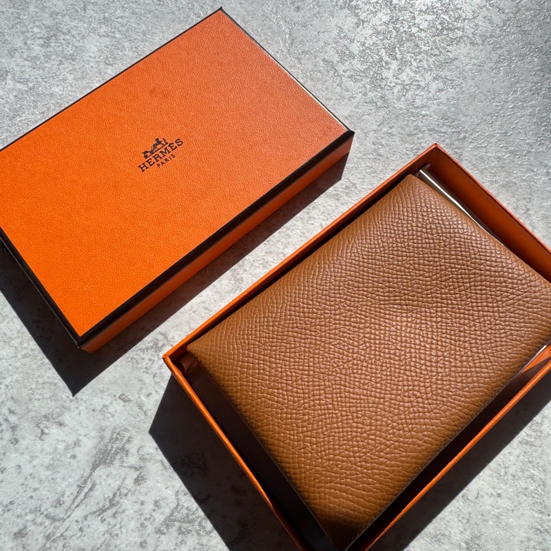 Hermès 愛馬仕 Calvi duo卡套 金棕-3