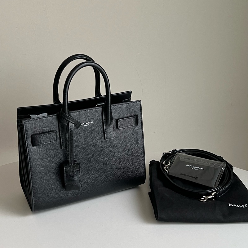 SAINT LAURENT nano22風琴包/肩背包（黑色粒面牛皮）-0