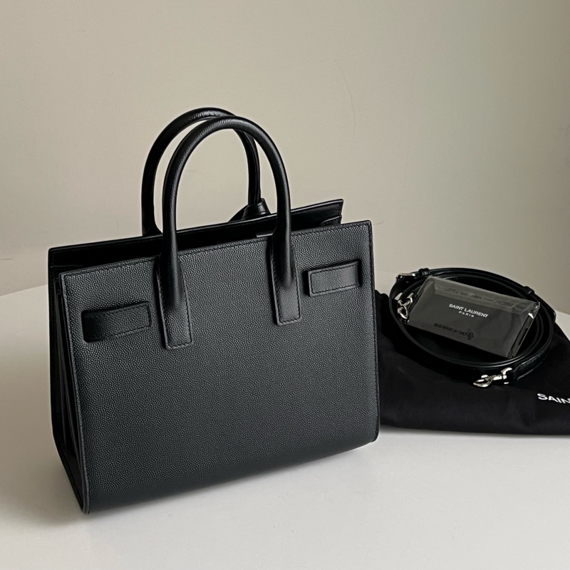 SAINT LAURENT nano22風琴包/肩背包（黑色粒面牛皮）-6