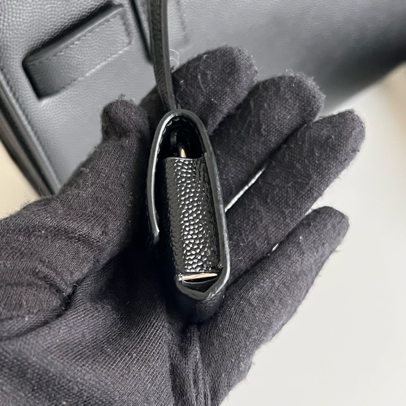 SAINT LAURENT nano22風琴包/肩背包（黑色粒面牛皮）-22