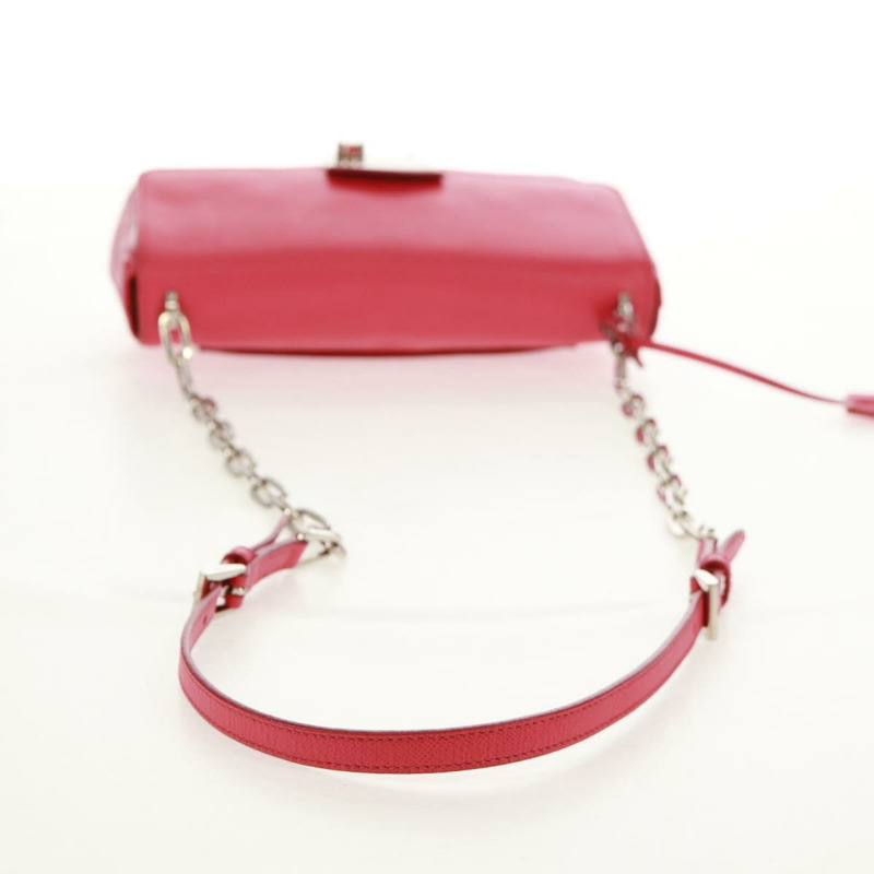 【日本直送】PRADA 鏈條單肩包 Safiano 皮革 紅色 銀色 正品 ka1025V-6