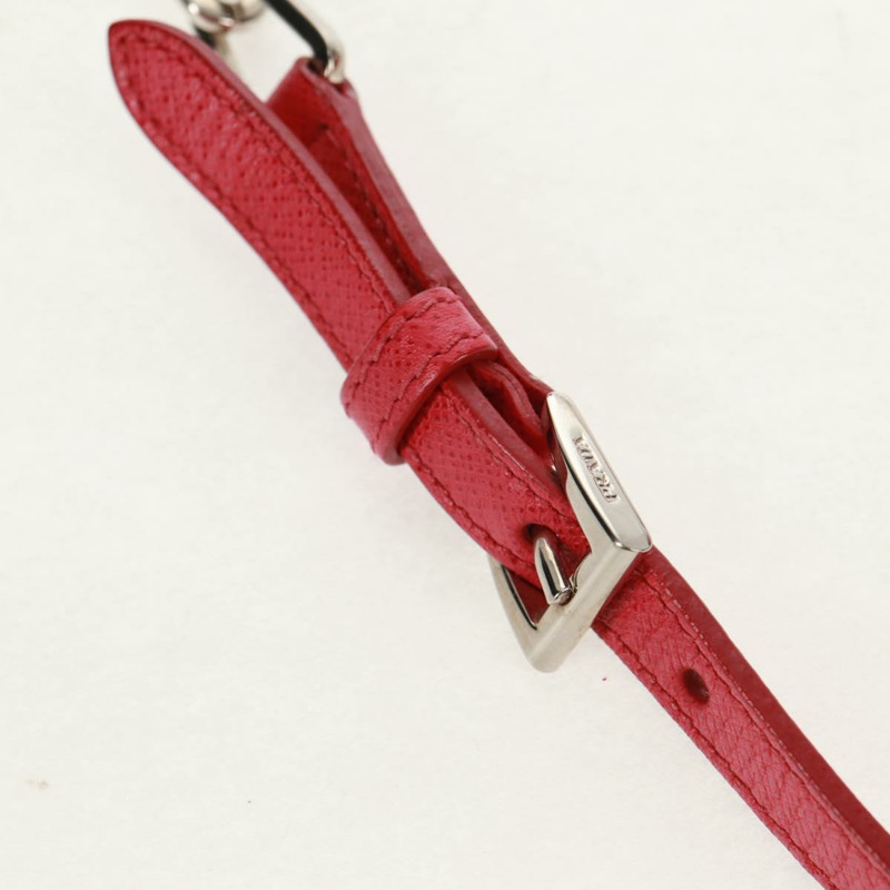 【日本直送】PRADA 鏈條單肩包 Safiano 皮革 紅色 銀色 正品 ka1025V-7