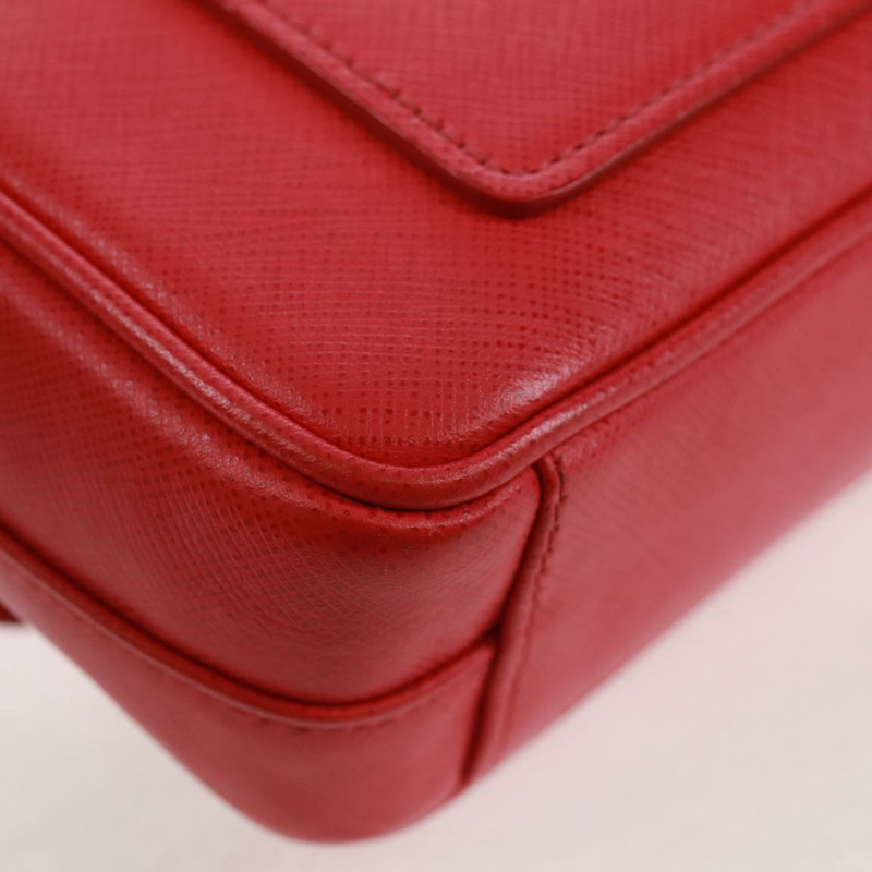 【日本直送】PRADA 鏈條單肩包 Safiano 皮革 紅色 銀色 正品 ka1025V-16