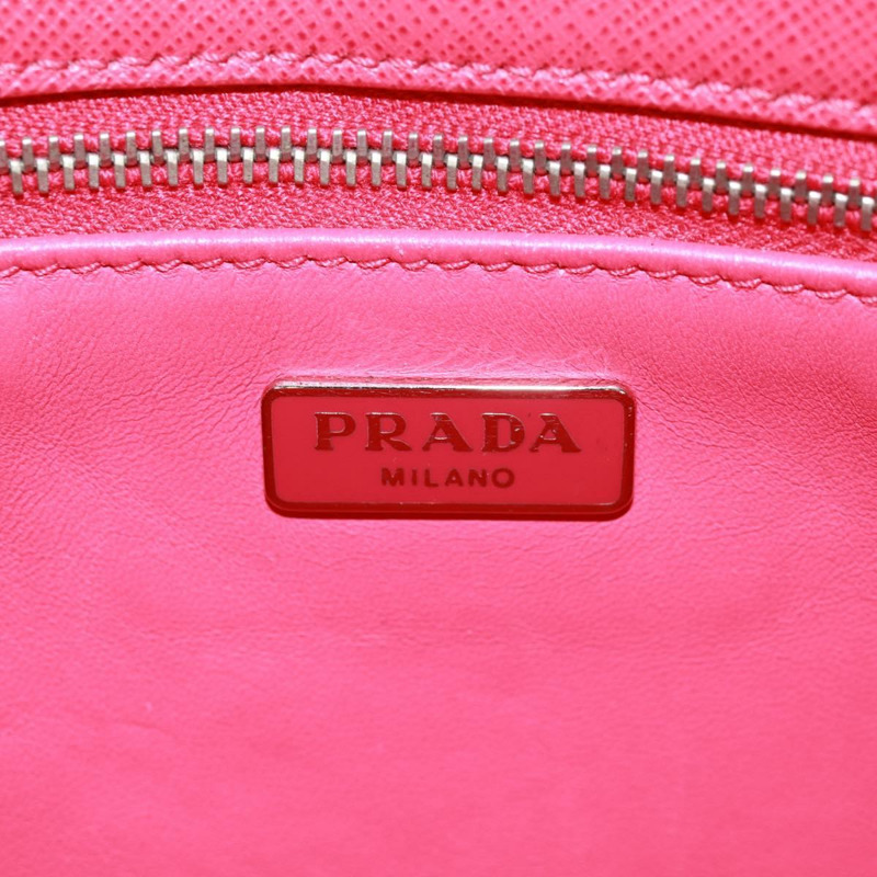 【日本直送】PRADA 鏈條單肩包 Safiano 皮革 紅色 銀色 正品 ka1025V-20