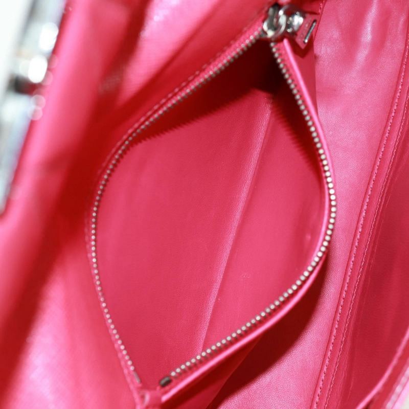 【日本直送】PRADA 鏈條單肩包 Safiano 皮革 紅色 銀色 正品 ka1025V-24