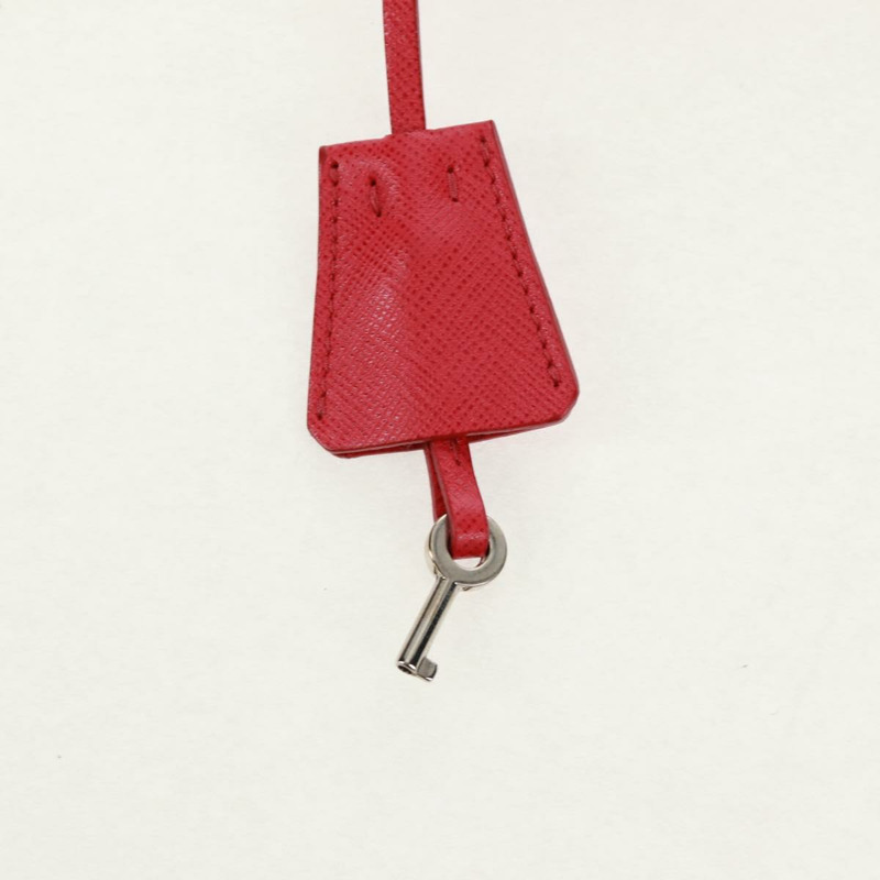 【日本直送】PRADA 鏈條單肩包 Safiano 皮革 紅色 銀色 正品 ka1025V-25