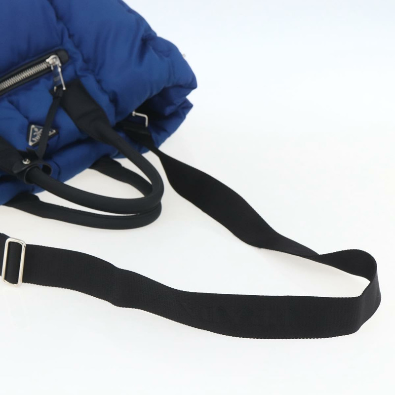 【日本直送】PRADA 波士頓包 尼龍 2way 藍色 銀色 正品 159437SAV-7