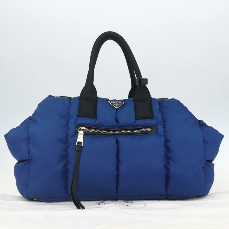 【日本直送】PRADA 波士頓包 尼龍 2way 藍色 銀色 正品 159437SAV-11