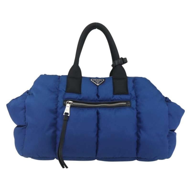 【日本直送】PRADA 波士頓包 尼龍 2way 藍色 銀色 正品 159437SAV-12