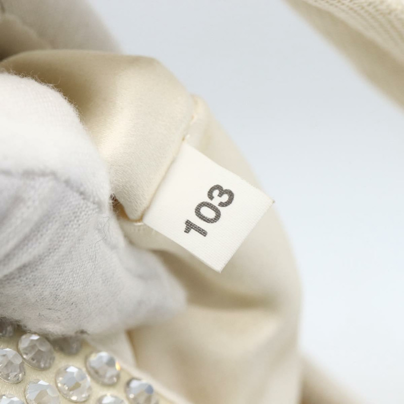 【日本直送】PRADA 鑲鑽手提包 緞面 白色 銀色 正品 am10329V-11