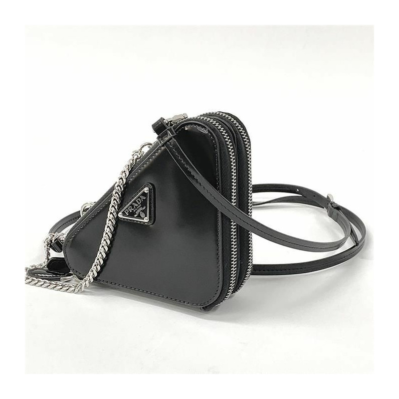 PRADA 三角形Logo磨砂皮收納包 1NR015-1