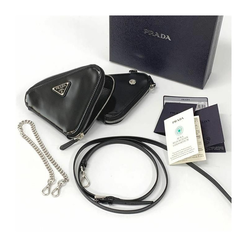 PRADA 三角形Logo磨砂皮收納包 1NR015-7