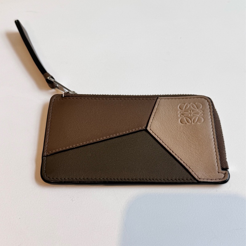 Loewe puzzle拼色卡夾 咖色 錢包 零錢包-0