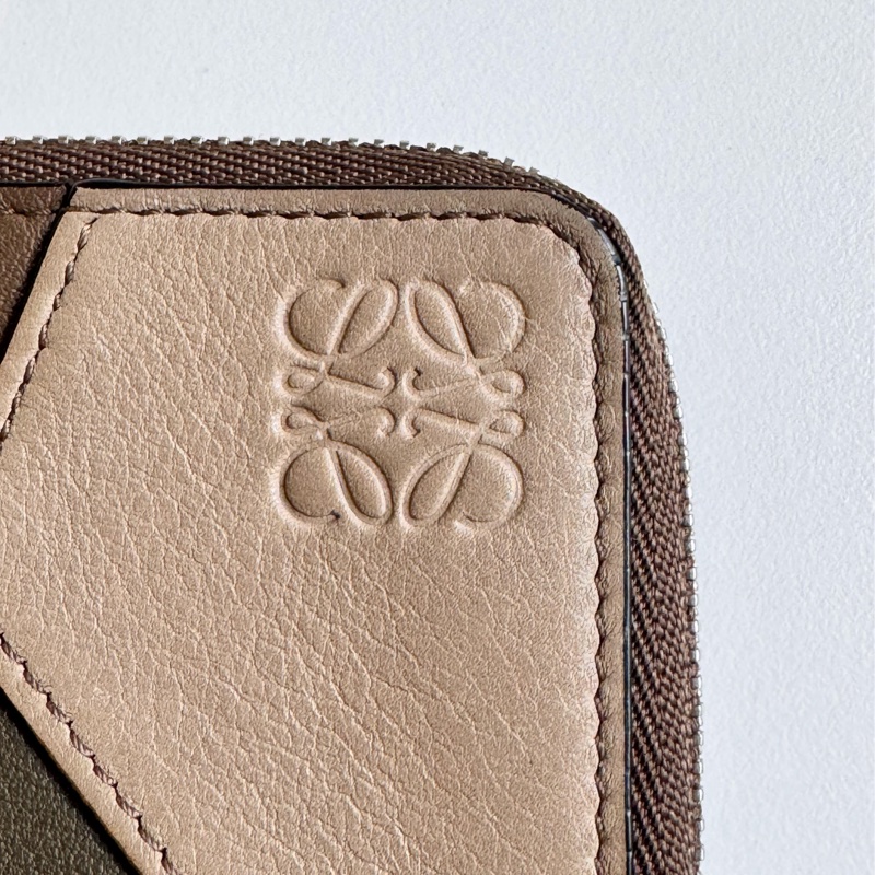 Loewe puzzle拼色卡夾 咖色 錢包 零錢包-1