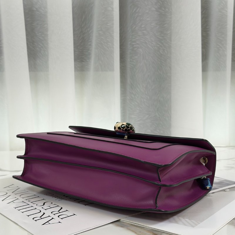 BVLGARI Serpenti forever蛇頭肩背包 - 紫紅-3