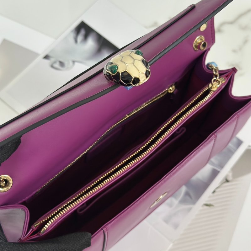 BVLGARI Serpenti forever蛇頭肩背包 - 紫紅-5