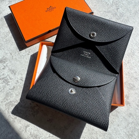 Hermès 愛馬仕 Calvi duo卡套 黑