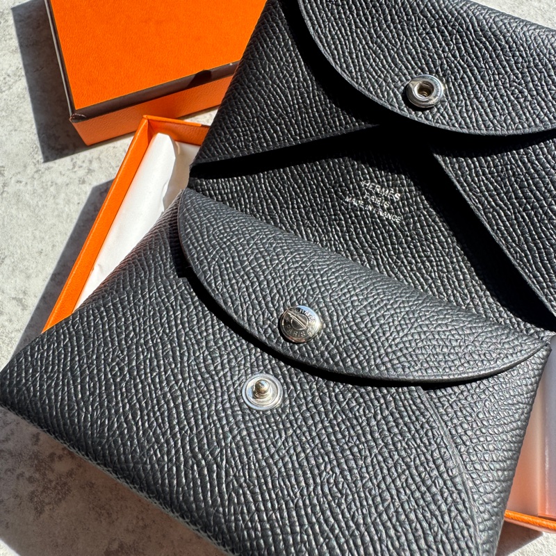 Hermès 愛馬仕 Calvi duo卡套 黑-2