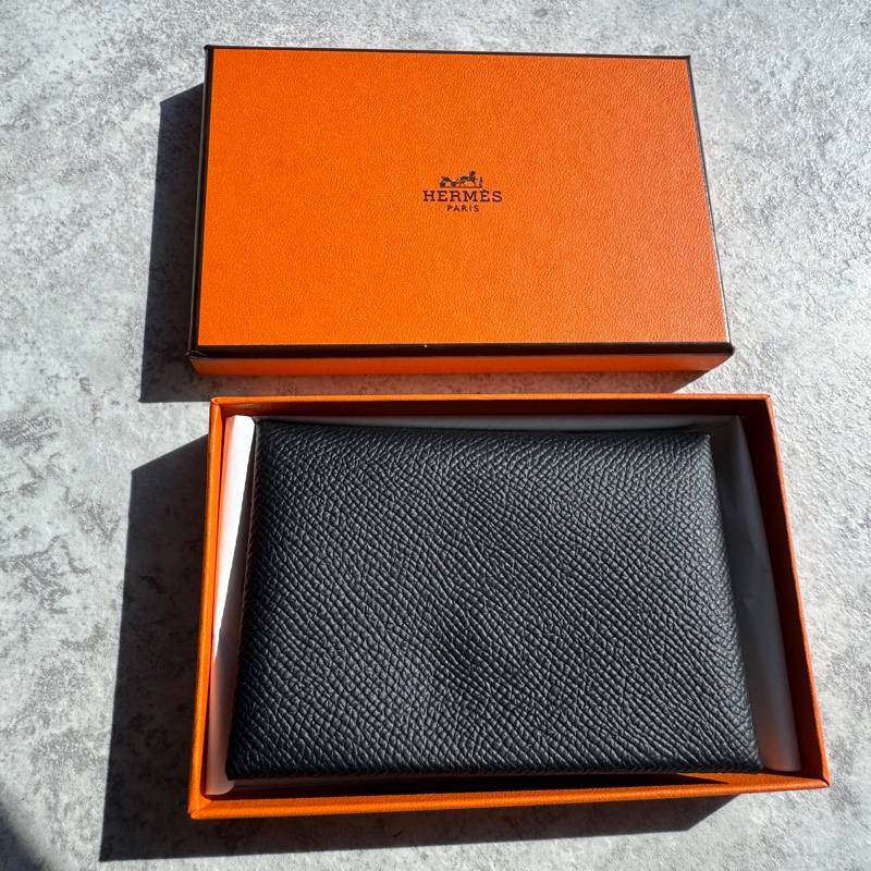Hermès 愛馬仕 Calvi duo卡套 黑-3