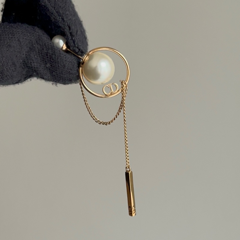 DIOR 流蘇鏈條珍珠耳環 長款-2