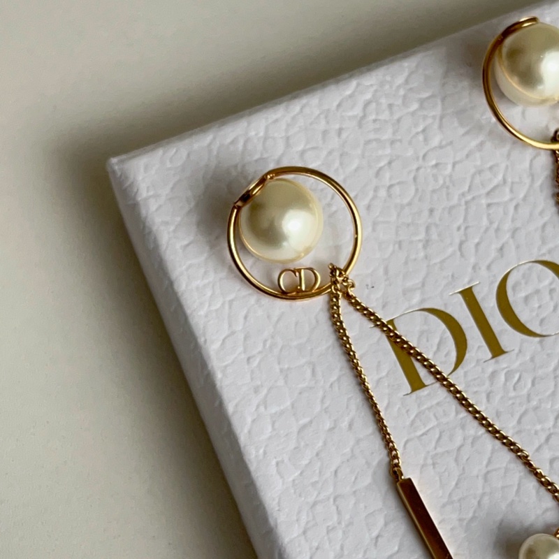 DIOR 流蘇鏈條珍珠耳環 長款-9