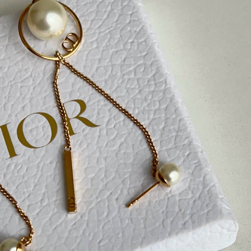 DIOR 流蘇鏈條珍珠耳環 長款-10