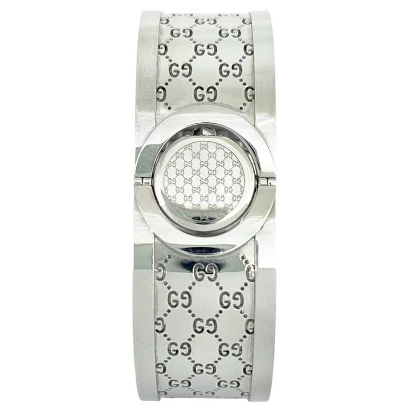 GUCCI Toile系列手環腕錶，不鏽鋼材質，型號YA112501，石英機芯，棕色錶盤，女錶-1