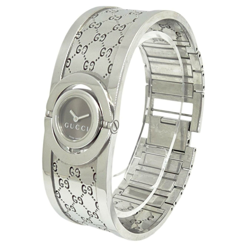 GUCCI Toile系列手環腕錶，不鏽鋼材質，型號YA112501，石英機芯，棕色錶盤，女錶-2