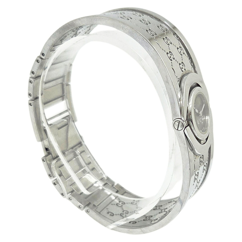 GUCCI Toile系列手環腕錶，不鏽鋼材質，型號YA112501，石英機芯，棕色錶盤，女錶-3