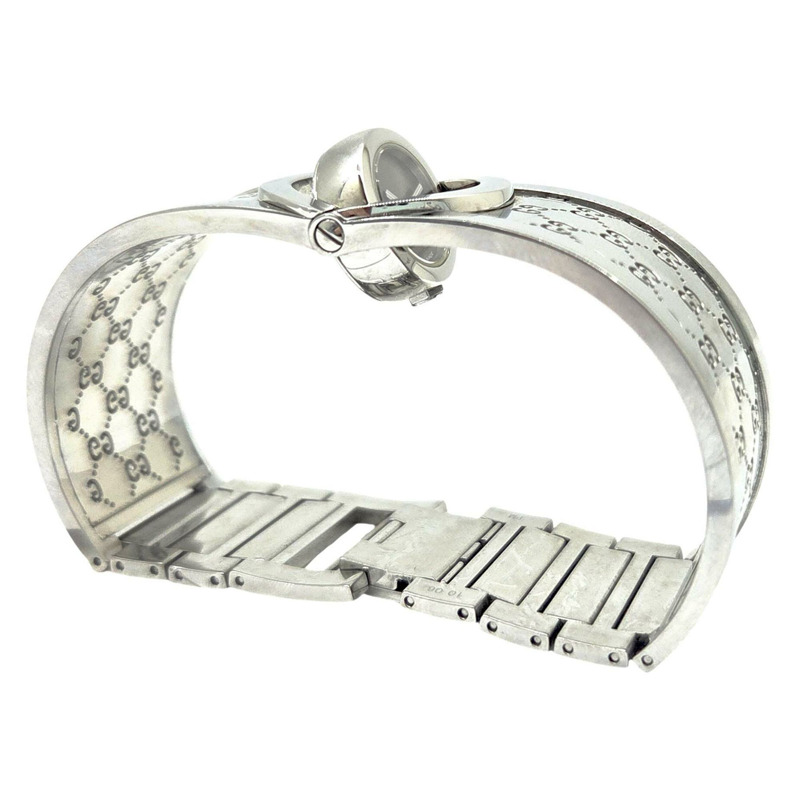 GUCCI Toile系列手環腕錶，不鏽鋼材質，型號YA112501，石英機芯，棕色錶盤，女錶-5