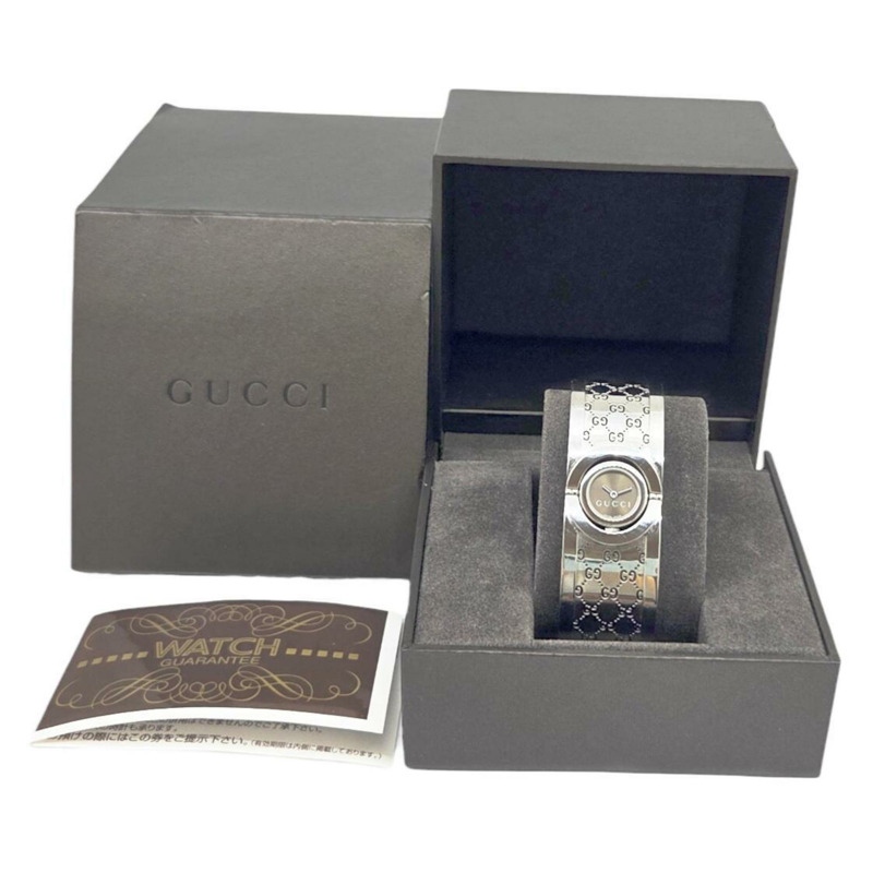GUCCI Toile系列手環腕錶，不鏽鋼材質，型號YA112501，石英機芯，棕色錶盤，女錶-12