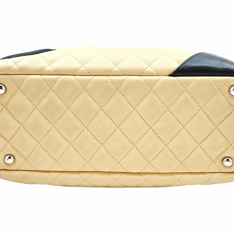 香奈兒保齡球包 Cambon 系列 米色 黑色 A25171 女士單肩包-4