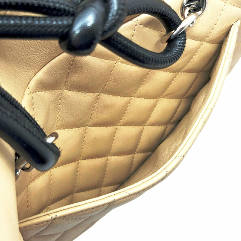 香奈兒保齡球包 Cambon 系列 米色 黑色 A25171 女士單肩包-7