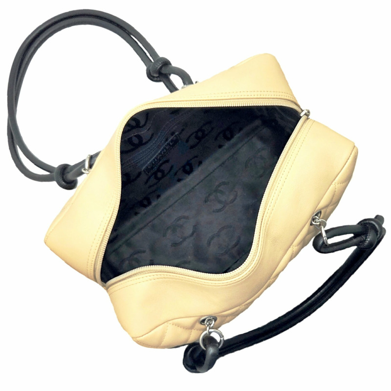 香奈兒保齡球包 Cambon 系列 米色 黑色 A25171 女士單肩包-10