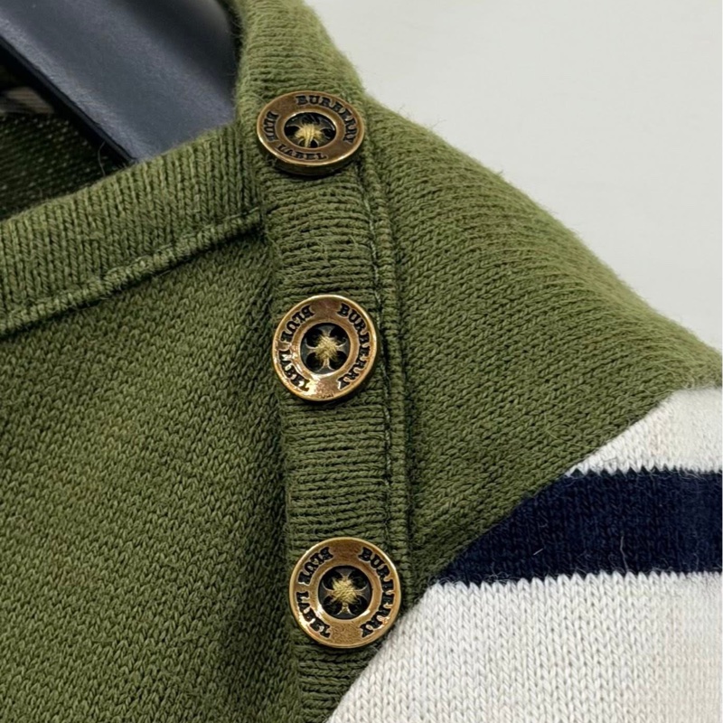 BURBERRY 藍標 肩釦大戰馬橫條反折袖上衣-2