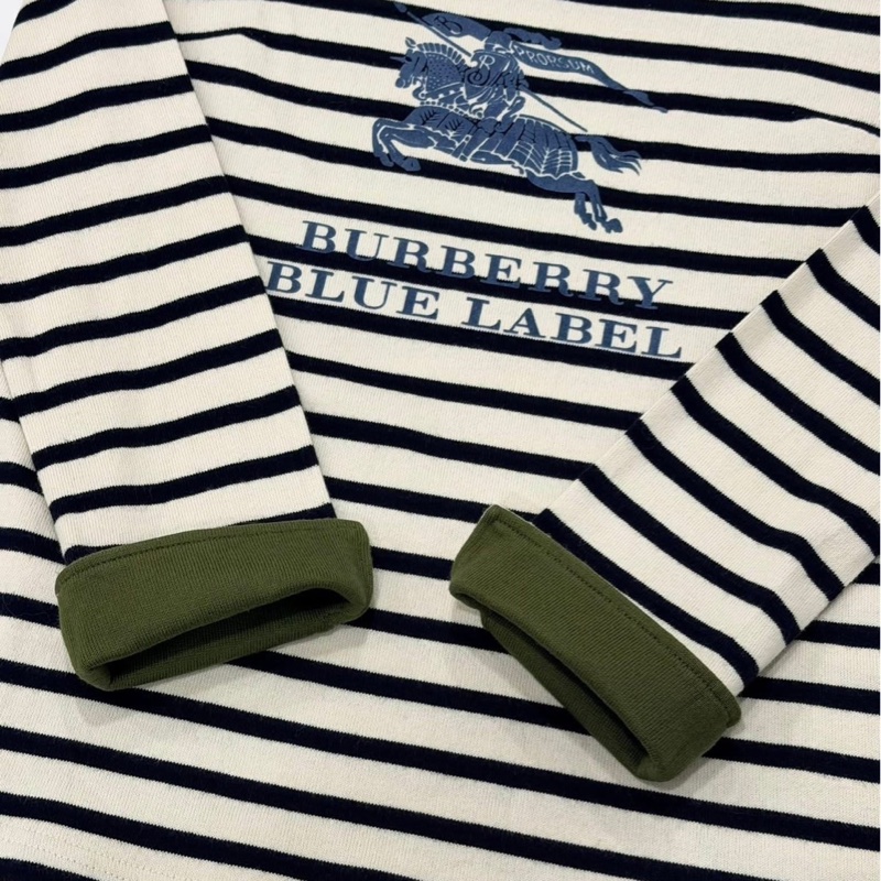 BURBERRY 藍標 肩釦大戰馬橫條反折袖上衣-6