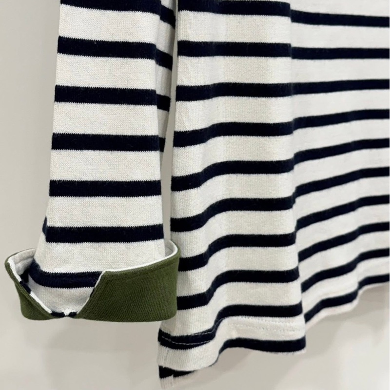 BURBERRY 藍標 肩釦大戰馬橫條反折袖上衣-7